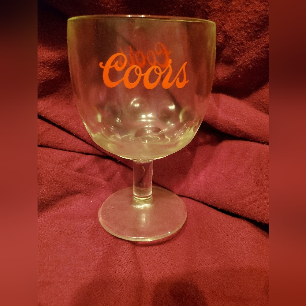 Vintage Coors Glass Beer Goblet Thumbprint with Stem Bar Man Cave Collectible